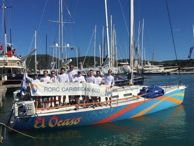 Ed Fishwick's J/122 Redshift on El Ocaso secure overall win in IRC Two. Crew for the RORC Caribbean 600: Nick Cherry, Robert Hillier, James Holmes, Ed Males, Luke Patience, Alan Roberts, Nick Bubb and Tom Whicher © RORC